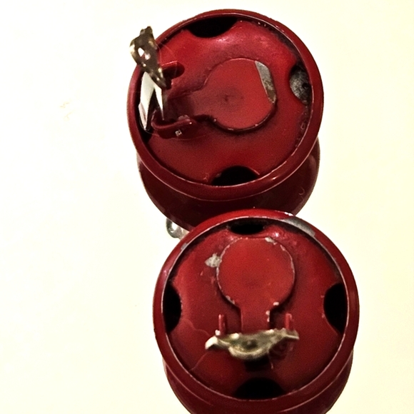 Bright Red Clip On Earrings - Picture 3 of 5